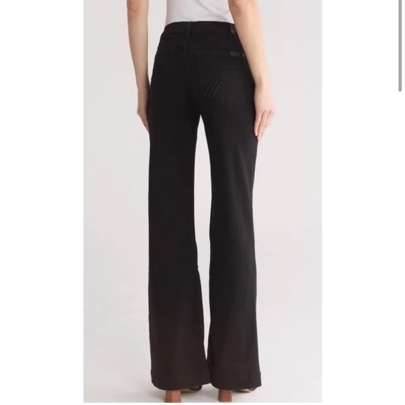 7 for all mankind the slim trouser Dojo bootcut flare jeans black size 28 - Picture 2 of 11